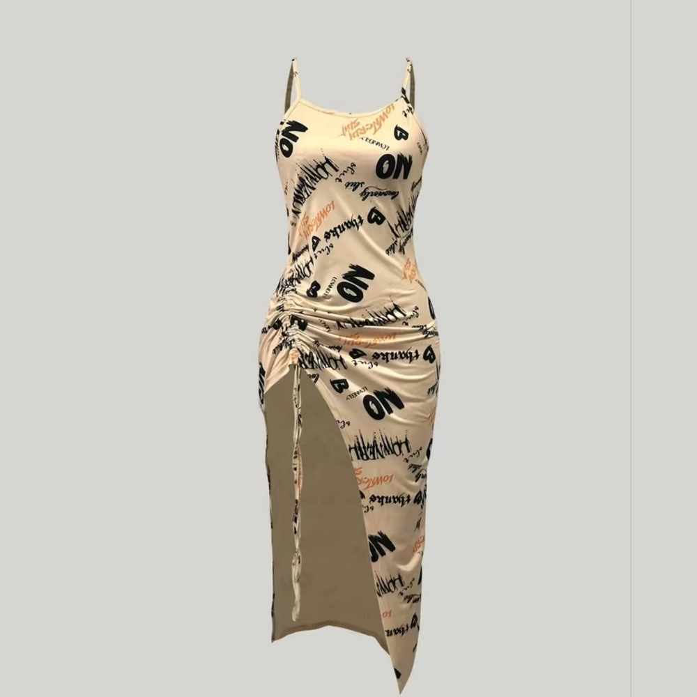 Drawstring Spaghetti Strap Dress